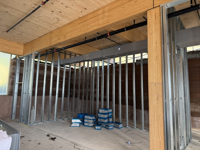 steel beams frame out rooms