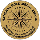National Gold Medal Award seal for excellence in park and recreation management, dated 2013.
