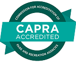 CAPRA Accredited seal, indicating accreditation by the Commission for Accreditation of Park and Recreation Agencies.