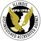 Seal for Illinois IAPD/IPRA Distinguished Accredited Agency, featuring an eagle and the state outline.