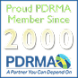 Proud PDRMA Member Since 2000 logo with tagline 'A Partner You Can Depend On'.