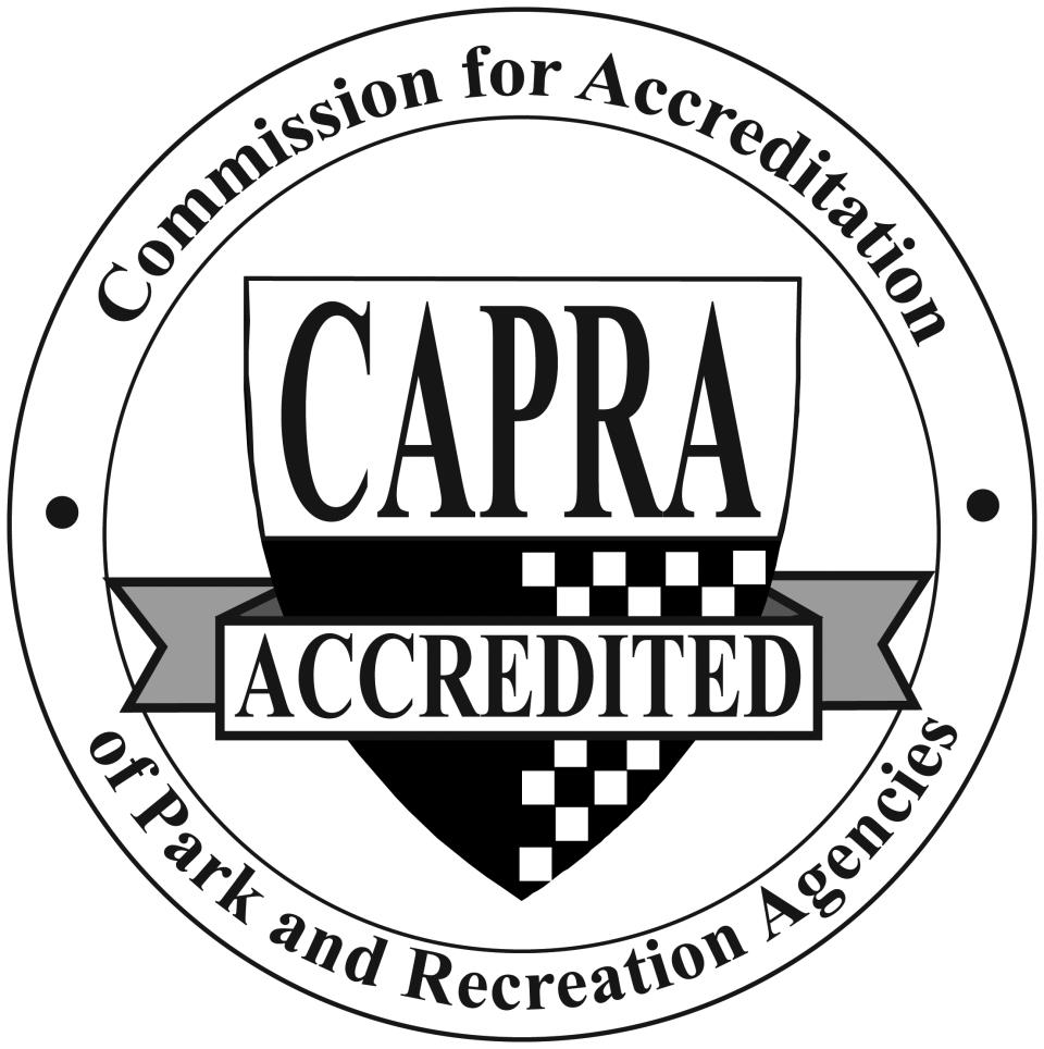 CAPRA Accredited logo, Commission for Accreditation of Park and Recreation Agencies.